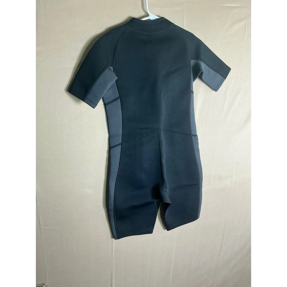Hevto Kids Wetsuit Shorty 2mm Neoprene Front Zip Black‎ Gray Size 10 Boys Girls